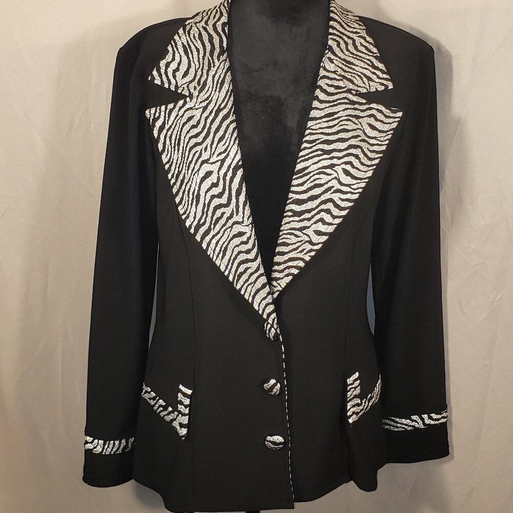 Artex Black & Silver Zebra Print Jacket, Size M